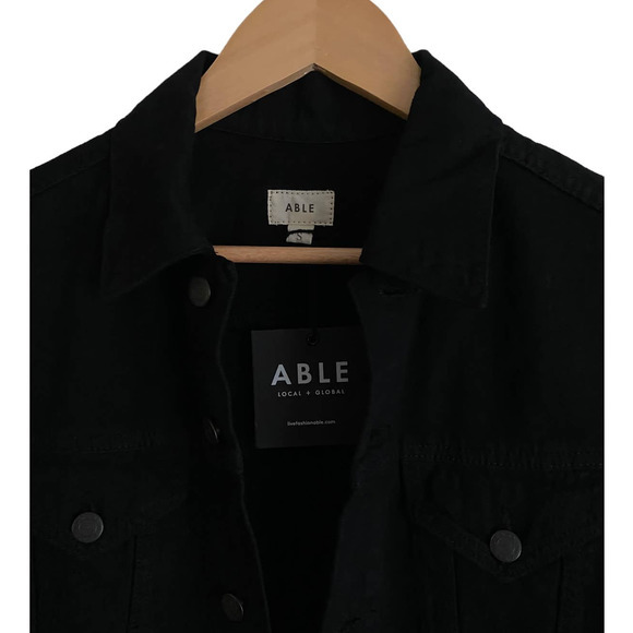 Able The Minelia Black Denim Jacket-Size Small-NWT - Picture 3 of 10